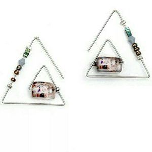 Triangle silver blue Threader earrings